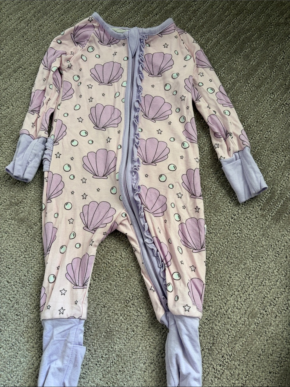 Poppy kids co bamboo sea shell pajamas 0/3M